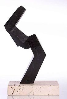 Helen Beling (1914-2001) Zig Zag, Bronze on a marble base,