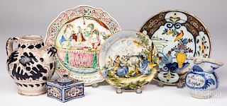Group of early Delft and faience, etc.