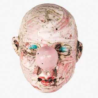 Tom Bartel (b. 1969) Head with Pink Nose, 2014, Ceramic.