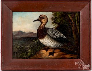 Oil on canvas of a duck