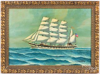 Oil on board of an American ship