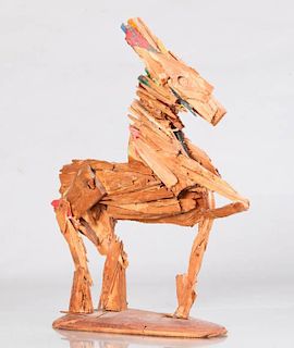 Heide Ann Fasnacht (b. 1951) Christmas Horse, Wood sculpture,