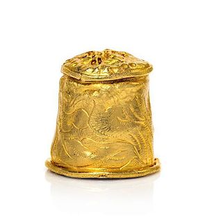A South American Gold Thimble, Height 1/2 inch.