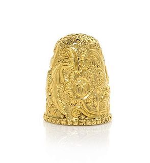 A South American Gold Thimble, Height 3/4 inch.