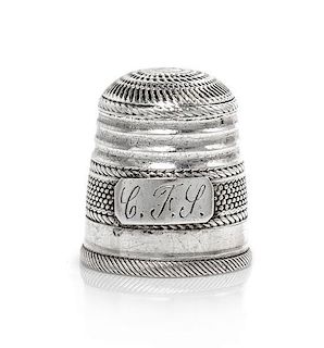A Mexican Silver Thimble, Height 1/2 inch.