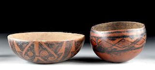 Lot of 2 Chimu / Inca Gourd Bowls w/ Pyro-Engravings