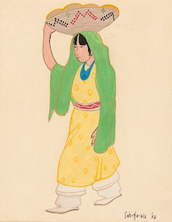 Eva Mirabel (Eah-Ha-Wa), Taos Woman Carrying Bread