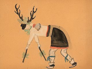 20th century American Indian Artist, (Deer Dancer)