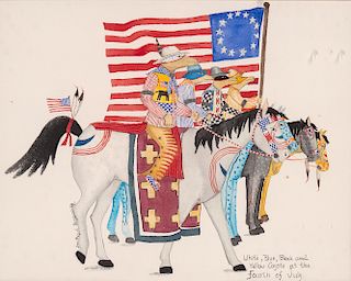 Susi Nagoda Bergquist, White, Blue, Black and Yellow Coyote at the 4th of July
