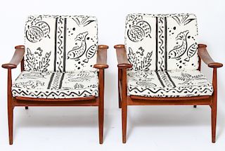 Finn Juhl 'Spade' Mid-Century Lounge Chairs, Pair