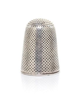 A George III Silver Thimble, Height 3/4 inch.