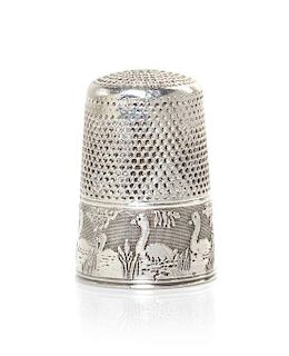 A French Silver Thimble, Height 7/8 inch.