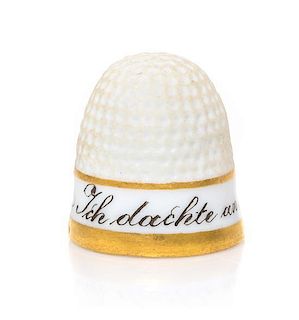 A Meissen Porcelain Thimble, Height 11/16 inch.