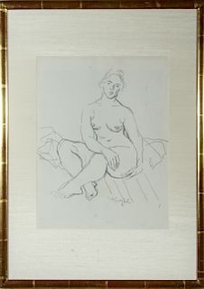 Moses Soyer "Seated Nude" Pencil Drawing