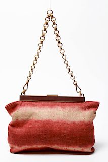 Prada Wool, Leather & Enamel Handbag