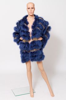 Blue Feather & Gold Mesh Jacket