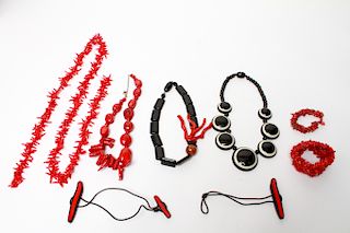 Dyed Coral & Faux Coral Beaded Jewelry, 7