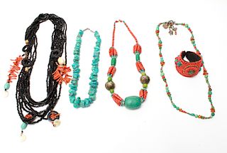 Turquoise, Coral, & Costume Beaded Jewelry 5