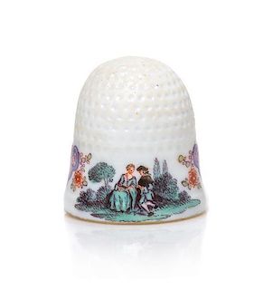 A Meissen Porcelain Thimble, Height 3/4 inch.