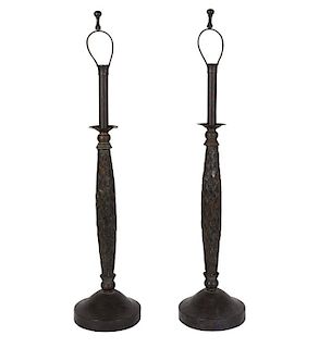 Maitland-Smith Woven Copper Table Lamps, Pair