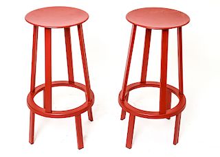Roost Modern Swivel Counter Stools, Red Metal, Pr