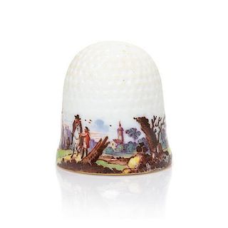 A Meissen Porcelain Thimble, Height 13/16 inch.