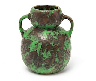 Weller Pottery Coppertone Double Handled 6.5" Vase