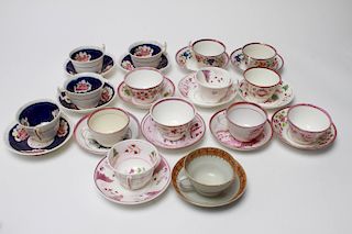 Porcelain Lusterware Teacups & Saucers, 30