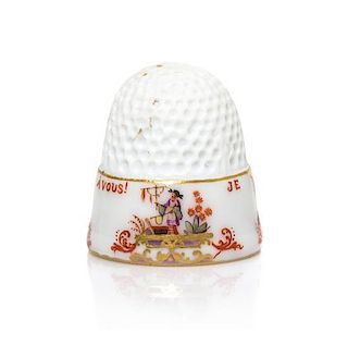 A Meissen Porcelain Thimble, Height 13/16 inch.