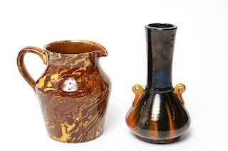 Kensington England Pottery Pitcher & Vase, 2