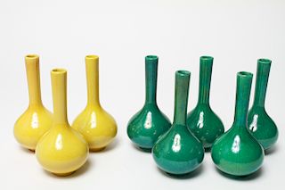 English Ruskin Manner Pottery Bottle Vases Group 8