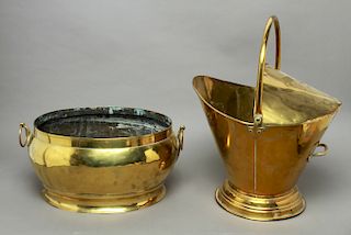 Polished Brass Firewood & Coal Scuttle Buckets, 2