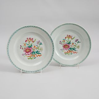 Pair of Chinese Porcelain Famille Rose Plates