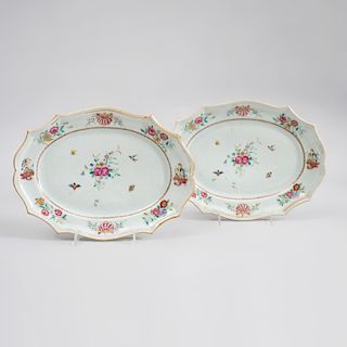 Pair of Chinese Export Porcelain Famille Rose Small Platters