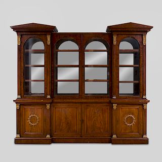 Large William IV Mahogany and Parcel-Gilt Library Bookcase