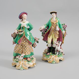 Pair of Chelsea Porcelain Figures of a Huntsman and Companion