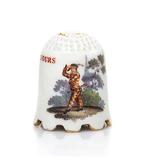 A Meissen Porcelain Thimble, Height 1 inch.