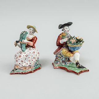 Pair of Dutch Delft Figures Emblematic of Spring and Summer