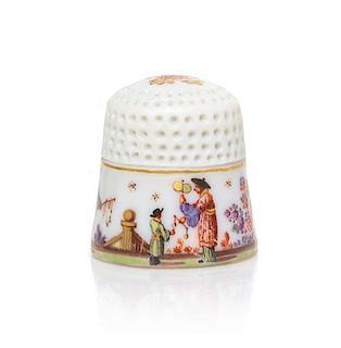 A Meissen Porcelain Thimble, Height 3/4 inch.