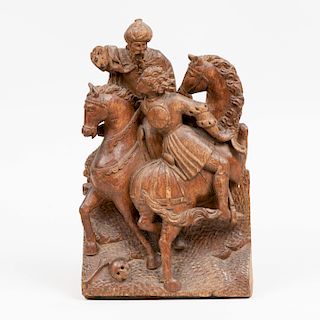 European Renaissance Carved Oak Figural Relief