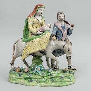 Staffordshire Pearlware Group 'The Flight into Egypt',  After Walton