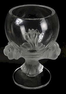 Lalique Clear and Frosted Crystal Bagheera Claw Footed Bowl