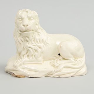 Staffordshire Creamware Model of a Recumbent Lion