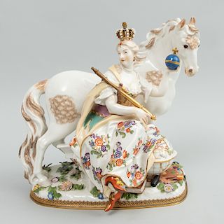Meissen Gilt-Metal Mounted Porcelain Group Emblematic of Europe