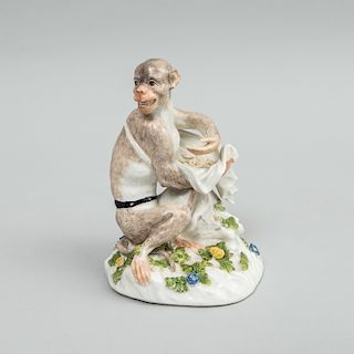 Meissen Porcelain Model of a Monkey Gathering Seeds, After J.J. KÌ_ndler