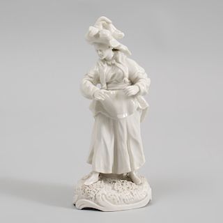 Frankenthal White Glazed Porcelain Chinoiserie Figure of a Lady