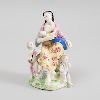Bow Porcelain Figure Group of a Mother and Three Children Emblematic of Charity