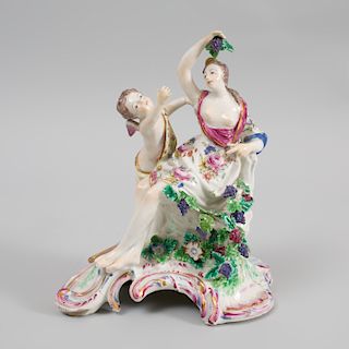 Bow Porcelain Figure Group of Venus and Cupid Emblematic of Autumn