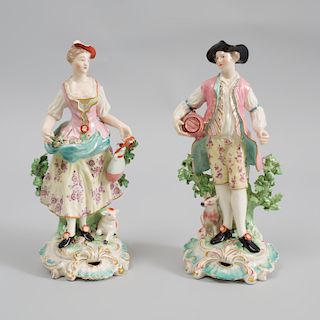 Pair of Derby Porcelain Figures of French Shepherds