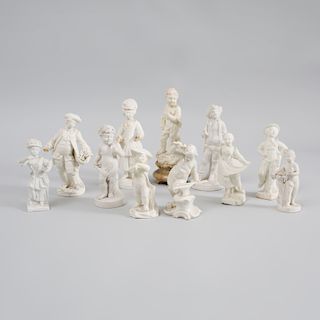 French Biscuit Porcelain Figure of the Young Ceres, a Miscellaneous Group of Bisque Porcelain Figures and Two White Glazed Porcelain Figures